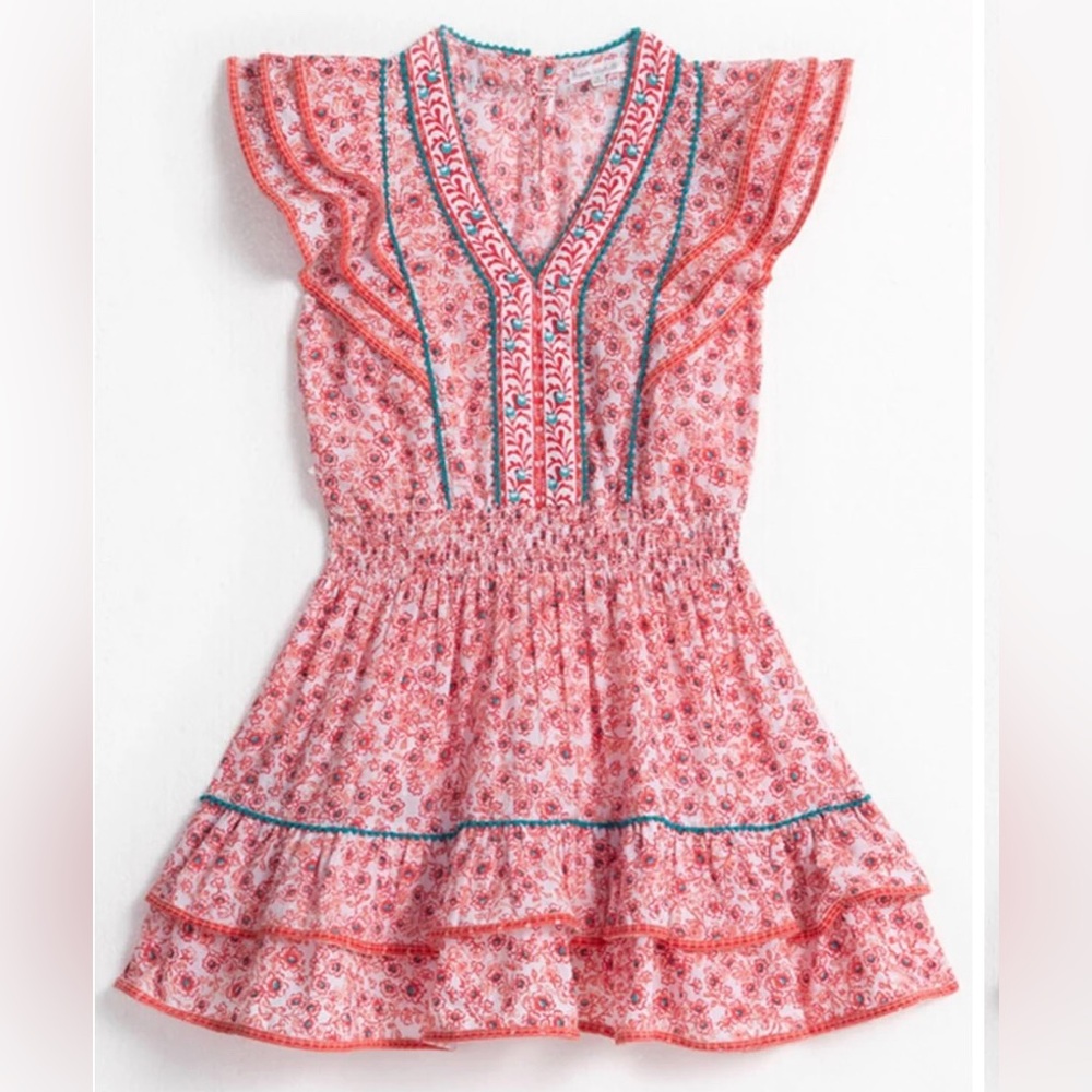 NWT [Poupette St Barth] Camila Mini Ruffle Dress in Pink Anemone Little Girls 4 - Picture 2 of 9